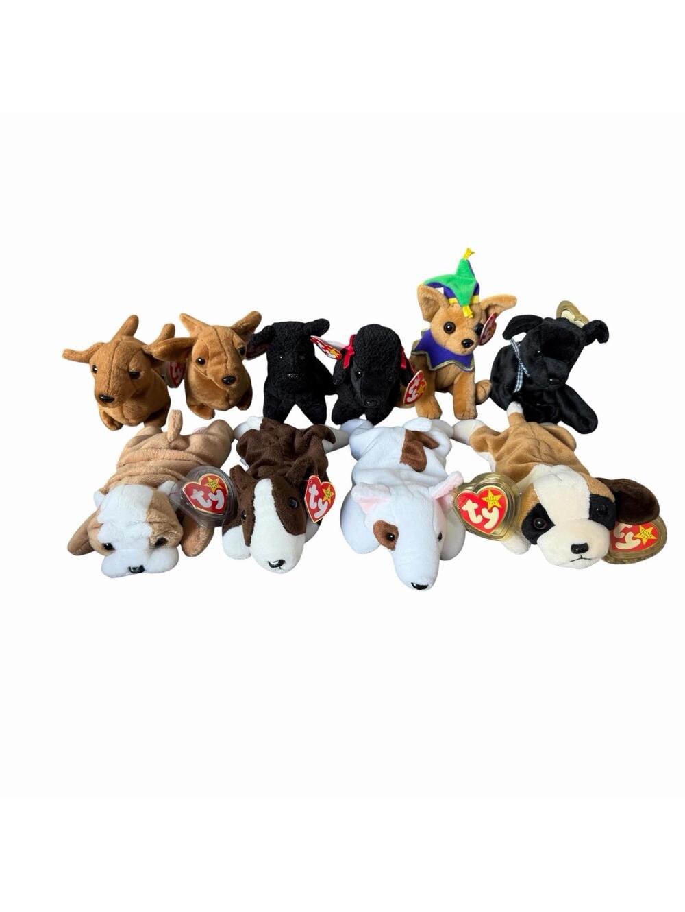Ty Beanie Babies Dog Lot of 10 Vintage Plush Collection Bulldogs Terriers Hounds